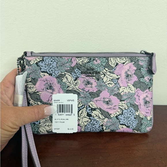 Coach NWT Floral Wristlet Clutch - Lilac and Blue medium wristlet - Picture 5 of 11